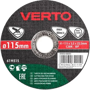Verto Tarcza do cięcia kamienia 115x3.0x22mm, , 61H515 - Tarcze do pił - miniaturka - grafika 1