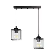 Lampy sufitowe - GLASSIA LAMPA WISZĄCA CZARNY 2X40 E27 KLOSZ CZARNY+KRYSZTAŁY BEZBARWNE - miniaturka - grafika 1