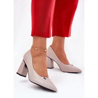 Czółenka - Czółenka Na Słupku Eleganckie Vinceza 62224 Szare - miniaturka - grafika 1