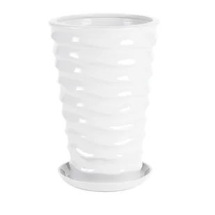 Doniczka ceramiczna z podstawką irma duna 43 x 28 cm biały (odcień szary) połysk symbol A-3014 - Donice - miniaturka - grafika 1