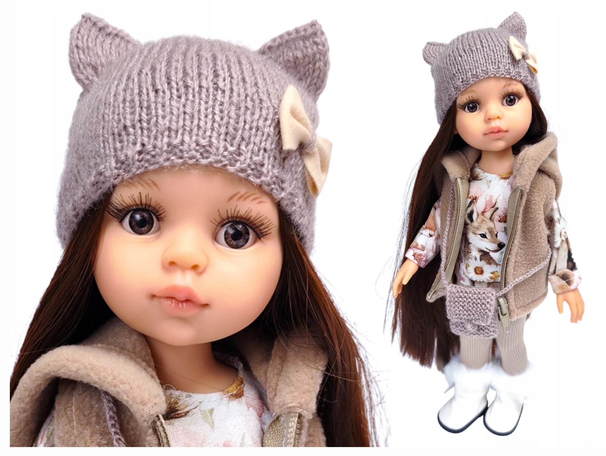 Lalka hiszpańska Paola Reina 32cm Carol dł. włosy+ ubranka, buciki, pudełko