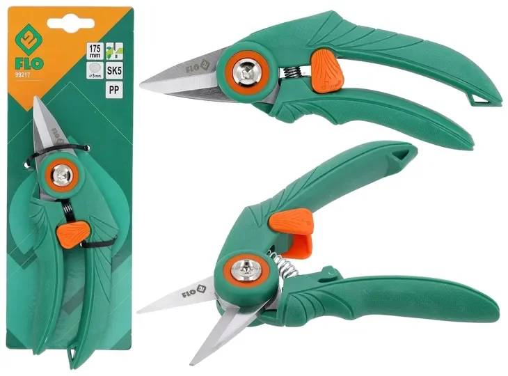Sekator Ogrodowy Ręczny Do Krzewów Gałęzi Kwiatów Flo 175mm Stal Sk5 99217