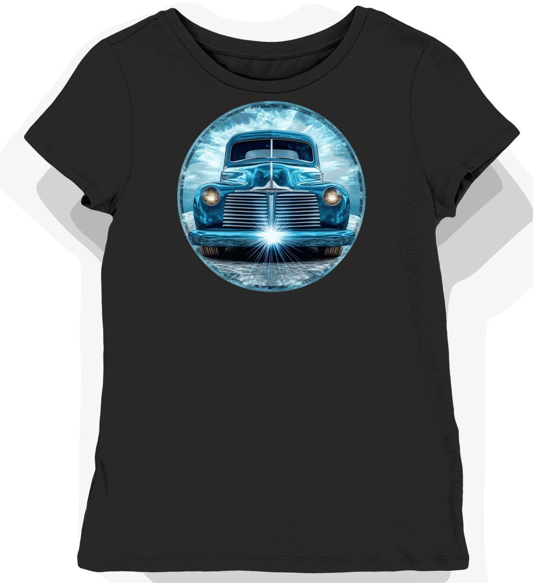 Koszulka damska czarna z grafiką klasycznych ciężarówek XS