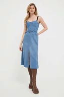 Sukienki - Pinko sukienka jeansowa kolor niebieski mini rozkloszowana - miniaturka - grafika 1