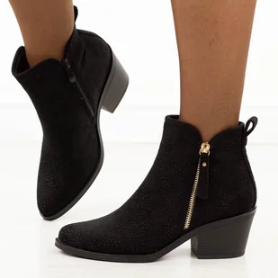 Czarne jesienne botki damskie, kowbojki S.Barski 52-538 - S.BARSKI - Botki damskie - miniaturka - grafika 1