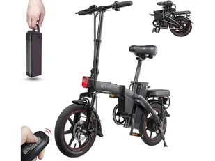 Rower elektryczny DYU A5 - 48 V 7,5 Ah - Silnik 250 W - Opony 14 cali - Wymienna bateria - Inteligentny wyświetlacz LCD - Składany - Czarny - Rowery elektryczne - miniaturka - grafika 1