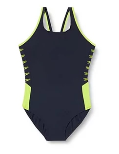 Stroje kąpielowe - Speedo Damski strój kąpielowy z logo Boom Splice Muscleback Granatowy/zielony 36-38 812900G721 - grafika 1