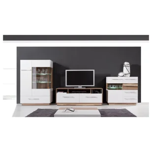 Meblościanka B Monsun Meblar Biały / Orzech Baltimore - Inne meble do salonu - miniaturka - grafika 1