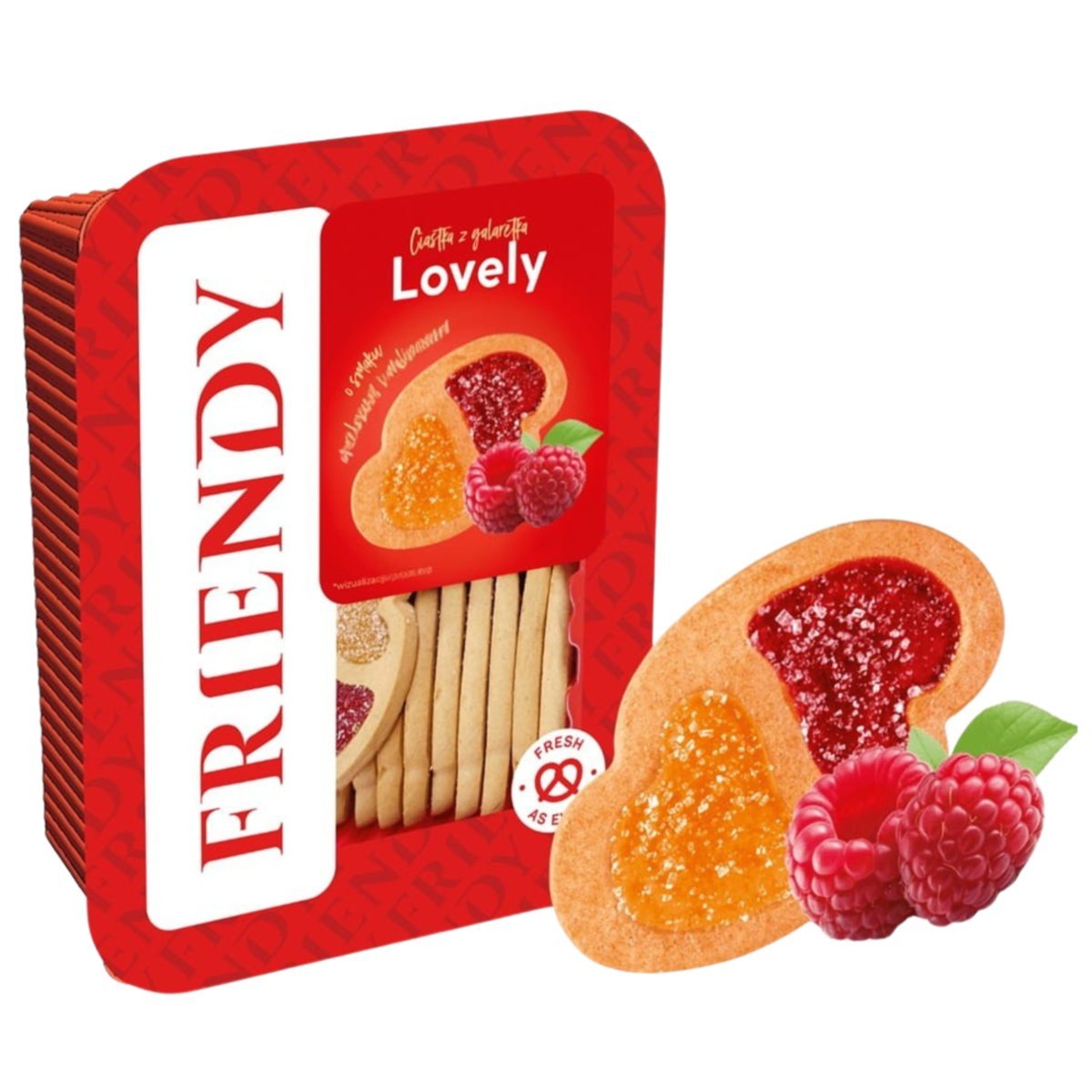 Lovely Kruche Ciastka Serca Z Galaretką Malinową I Morelową 600G Friendy