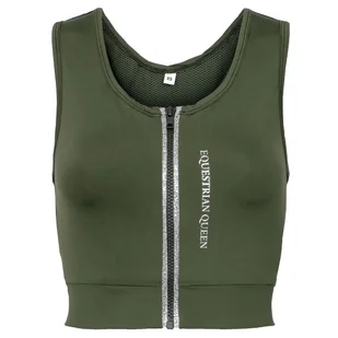 Koszulka croptop EQ.QUEEN Adeline 24SS damska zielona, rozmiar: M - Koszulki jeździeckie - miniaturka - grafika 1