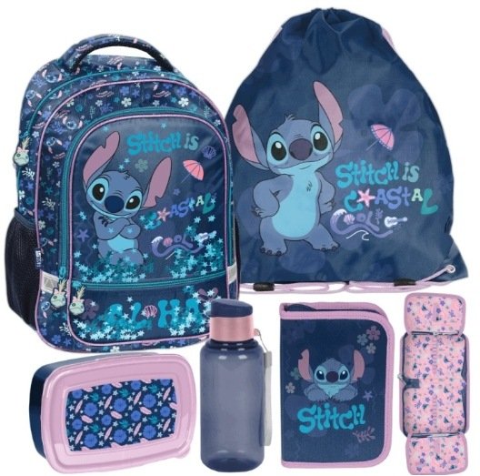Plecak Szkolny Dla Dziewczynki Klasa 1-3 Kot Tornister Duży Zestaw Stitch