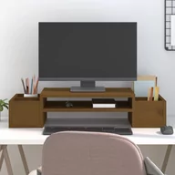 Akcesoria do monitorów - vidaXL Podstawka na monitor, miodowy brąz, 70x27,5x15 cm, lita sosna - miniaturka - grafika 1