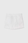 Spodnie i spodenki dla chłopców - United Colors of Benetton szorty bawełniane dziecięce kolor biały regulowana talia - miniaturka - grafika 1