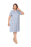 Bielizna nocna - KOSZULA NOCNA DAMSKA 2XL KRÓTKI RĘKAW BAWEŁNIANIA LUŹNA NIEBIESKA ROZPINANA W KOŁA - miniaturka - grafika 1