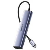 Huby USB - Adapter UGREEN CM475 Hub USB-C do 3x USB 3.0, RJ45, USB-C PD (szary) - miniaturka - grafika 1