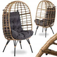 Fotele i krzesła ogrodowe - Fotel Ogrodowy Kokon Wypoczynkowy Rattanowy Na Taras MADISON szary - miniaturka - grafika 1