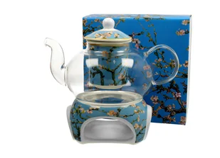 Dzbanek do herbaty szklany z zaparzaczem i podgrzewaczem DUO Almond Blossom Vincent Van Gogh 1000 ml - Zaparzacze i kawiarki - miniaturka - grafika 1