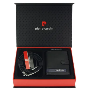 Męski zestaw skórzany pasek portfel Pierre Cardin - Paski - miniaturka - grafika 1