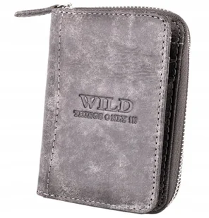 Szary Portfel Męski na SUWAK Monety ŚREDNI Codzienny Pion Mały WILD THINGS - Portfele - miniaturka - grafika 1