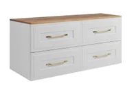 Szafki łazienkowe - Zestaw mebli łazienkowych Rodan Classic z szafkami podumywalkowymi 80 cm biały z blatem 160 cm dąb craft złoty - miniaturka - grafika 1