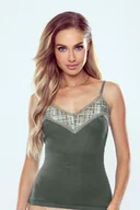 Koszulki i topy damskie - Eldar Karina cienkie ramiączka koronka khaki XL - miniaturka - grafika 1