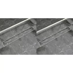 VidaXL Odpływ prysznicowy liniowy, stal nierdzewna, 2 szt., 830x140 mm - Odpływy liniowe - miniaturka - grafika 1