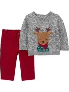 carter's 2-częściowy zestaw w kolorze szaro-czerwonym - Bluzy i sweterki niemowlęce - miniaturka - grafika 1