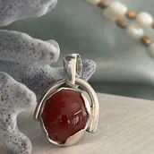 Wisiorki - Zawieszka Srebrna z Karneolem - Wisiorek Kamień Naturalny VINTAGE - miniaturka - grafika 1