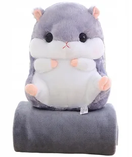 CHOMIK PLUSZOWY PRZYTULANKA PLUSZAK MIŚ PODUSZKA Z KOCEM MASKOTKA DUŻY 40CM SZARY - Maskotki i pluszaki - miniaturka - grafika 1