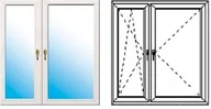 Blaty meblowe i parapety okienne - Okno fasadowe 2-szybowe PCV O35 rozwierno-uchylne + rozwierne asymetryczne lewe 1465x1435 mm białe - miniaturka - grafika 1