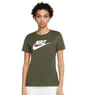 Koszulki i topy damskie - NIKE Damska koszulka Essential, Średnio oliwkowy/biały, M - miniaturka - grafika 1