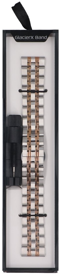 GlacierX bransoleta do smartwatcha Modern Bicolor Silver & Rose Gold Srebrna + różowe złoto 22mm