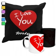Gadżety dla niej i dla niego - ZESTAW KUBEK MAGICZNY + POSZEWKA Z PODUSZKĄ- WALENTYNKI PREZENT + IMIĘ - miniaturka - grafika 1