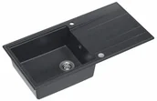 Zlewozmywaki - Quadron Zlewozmywak granitowy jednokomorowy 100x50x21,5 cm z ociekaczem EVAN 146 XL GRANITEQ BLACK DIAMOND ze stalowym odpływem - miniaturka - grafika 1