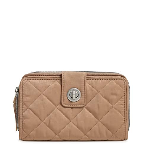 Vera Bradley Damski portfel z diagonalu RFID Turnlock, jasnobrązowy, jeden rozmiar