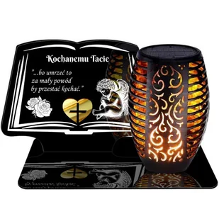 ZNICZ SOLARNY LED WIECZNY PODSTAWKA NA CMENTARZ GRÓB Księga EFEKT PŁOMIENIA DLA TATY - Lampiony i znicze - miniaturka - grafika 1