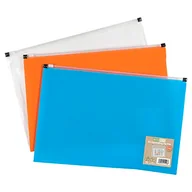 Portfele - eco-eco A5 50% recyklingowany rozszerzany zamek błyskawiczny rozszerzający plik portfel, przezroczysty, pomarańczowy, niebieski (opakowanie 12), eco106 x 12 - miniaturka - grafika 1