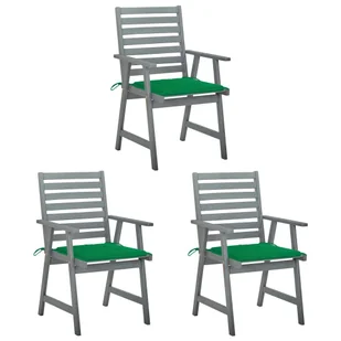 vidaXL Krzesła ogrodowe z poduszkami, 3 szt., lite drewno akacjowe! 3064433 - Fotele i krzesła ogrodowe - miniaturka - grafika 1
