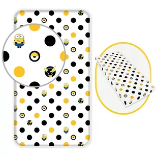 Minionki Banana! Białe prześcieradło dla dzieci, bawełniane prześcieradło z gumką 90x200cm+25cm, OEKO-TEX - Prześcieradła dla dzieci - miniaturka - grafika 1