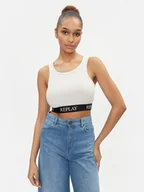 Koszulki i topy damskie - Replay Top W3782C.000.23687P Écru Slim Fit - miniaturka - grafika 1
