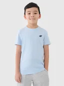 Koszulki dla chłopców - 4F T-shirt regular gładki chłopięcy - niebieski 122 (6-7 lat) - miniaturka - grafika 1