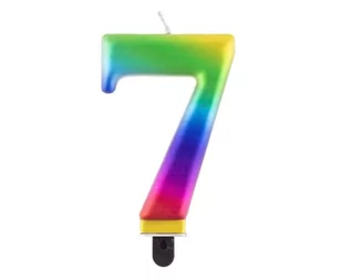 ŚWIECZKA CYFRA 7 TĘCZOWA 8cm - Urodziny dla dorosłych - miniaturka - grafika 1