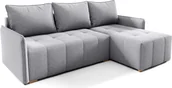 Narożniki - Narożnik GREND, narożnik w kształcie litery L z funkcją spania i podstawą łóżka, kolor: szary, otomana prawa, tkanina welurowa - miniaturka - grafika 1