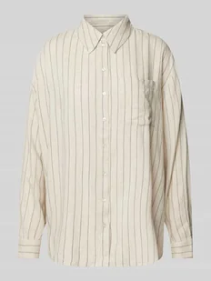 Bluzka koszulowa o kroju relaxed fit z mieszanki wiskozy i lnu model ‘PIA’ - Koszule damskie - miniaturka - grafika 1