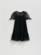 Sukienki i spódniczki dla dziewczynek - Reserved - Sukienka w groszki - czarny - miniaturka - grafika 1