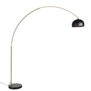 QAZQA Lampa podłogowa łuk złota podstawa marmurowa czarna klosz czarny 33cm - XXL - Lampy stojące - miniaturka - grafika 1