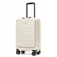 Walizki - PUCCINI Walizka Kabinowa Podróżna z Kieszenią Zewnętrzną PP Biała PP028C-0 - miniaturka - grafika 1