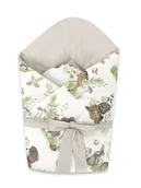 Rożki i beciki - Rożek niemowlęcy WIĄZANY 75x75 cm BAWEŁNA 100% SPOKOJNY LAS NATURAL - miniaturka - grafika 1