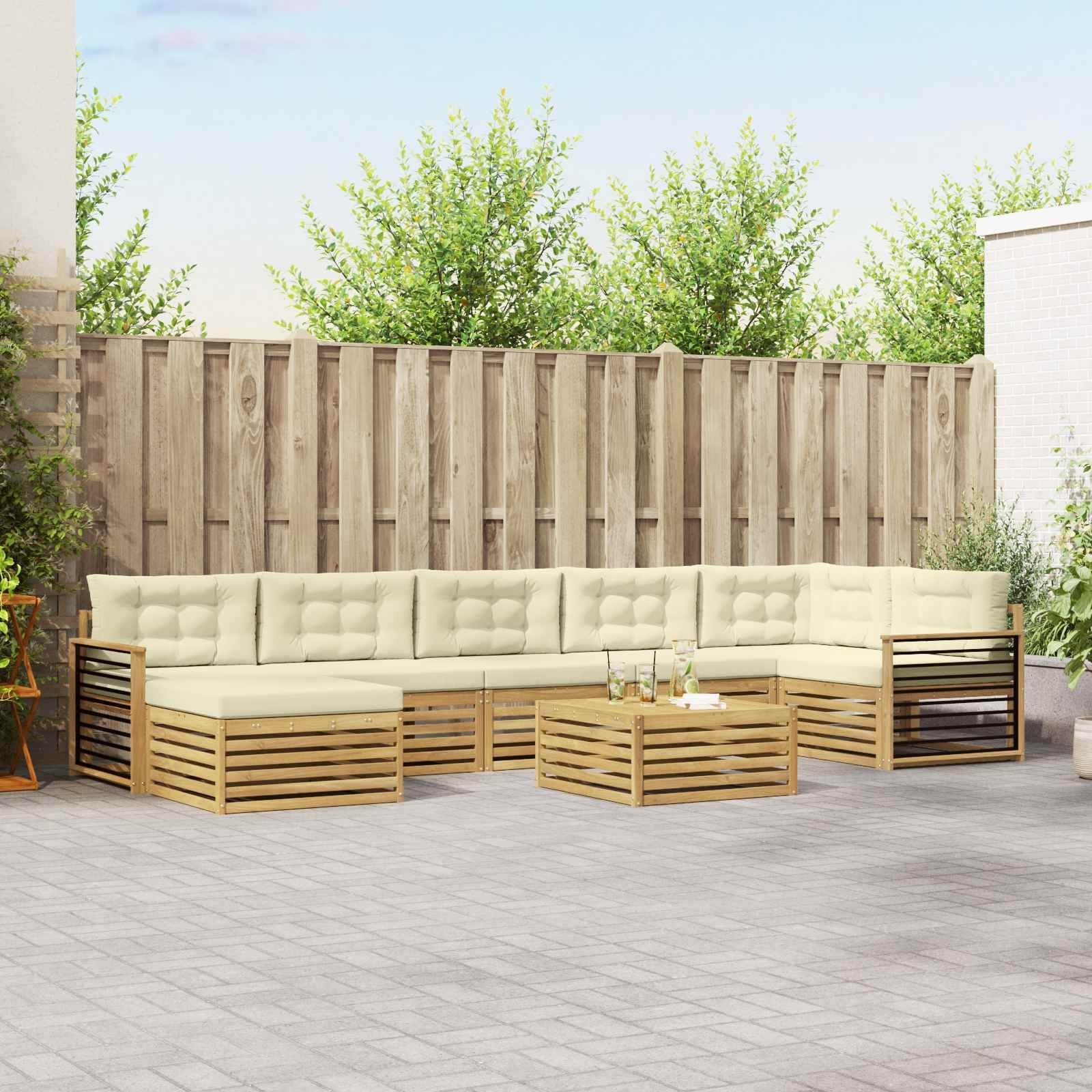 vidaXL Zestaw sof na zewnątrz z poduszką 8 pcs Biały i kremowy