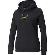 Bluzy damskie - Bluza z kapturem damska Puma HOLIDAY FL czarna 58954901-S - miniaturka - grafika 1